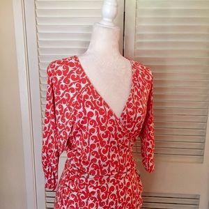 Laundry Print Mock Wrap Dress